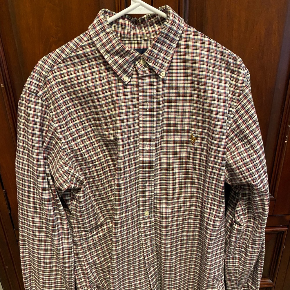 Men’s Ralph Lauren plaid Oxford shirt, like new.